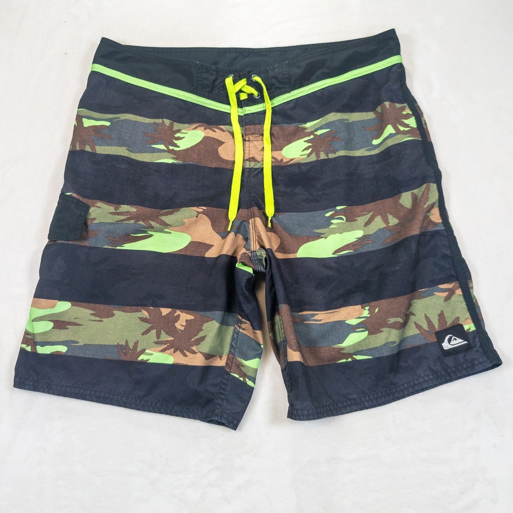 Quiksilver Camo Board Shorts Men 36 Palm Tree Unlined Beachwear Surf Gorpcore
